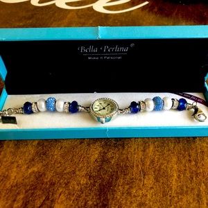Bella perlina blue beaded watch